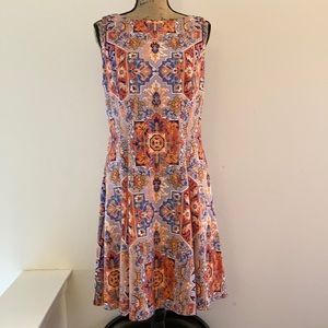 Maggy London Sleeveless Flared Dress Orange Sz 14